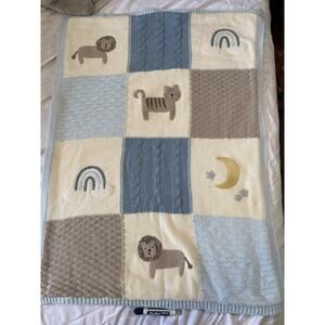 Pottery Barn Kids Heirloom Lion Stroller Blanket and PBK Elephant 30" w‎ x40" L